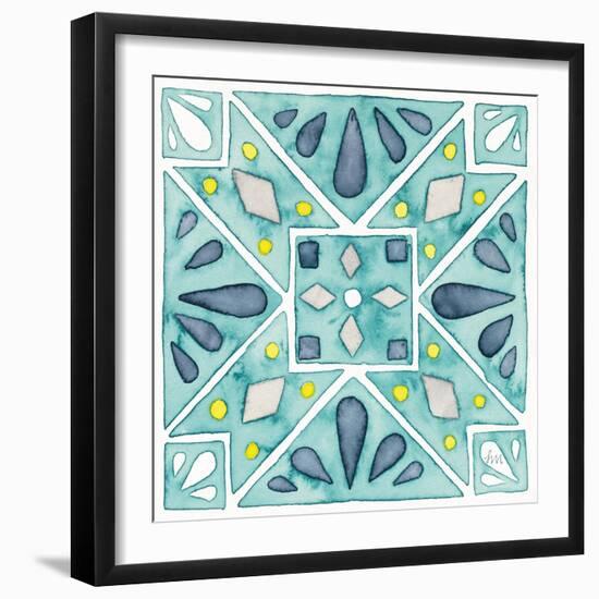 Garden Getaway Tile IX Teal-Laura Marshall-Framed Art Print