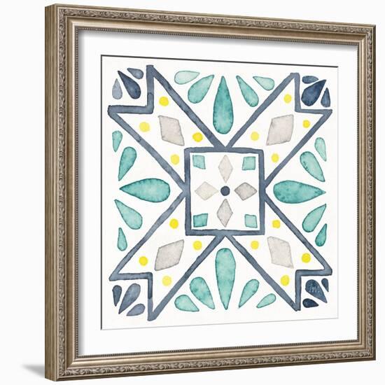 Garden Getaway Tile IX White-Laura Marshall-Framed Art Print