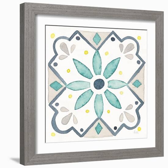 Garden Getaway Tile V White-Laura Marshall-Framed Art Print