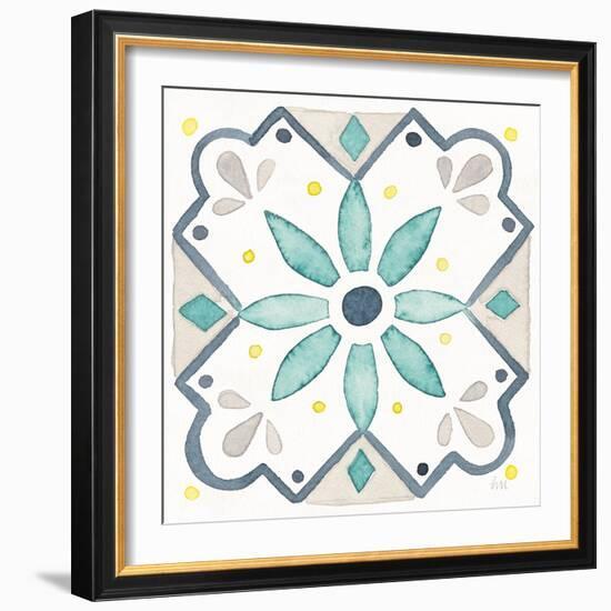 Garden Getaway Tile V White-Laura Marshall-Framed Art Print