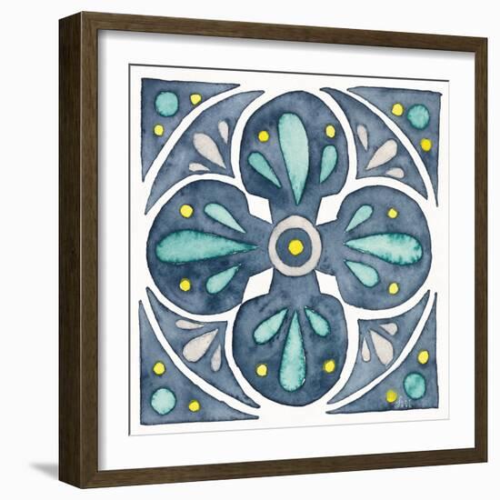 Garden Getaway Tile VI Blue-Laura Marshall-Framed Art Print