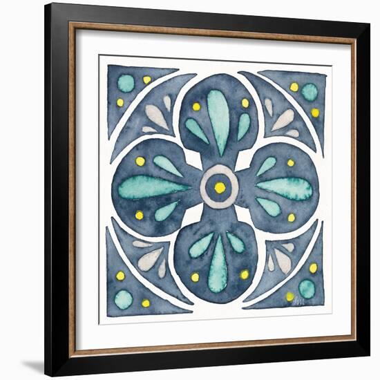 Garden Getaway Tile VI Blue-Laura Marshall-Framed Art Print