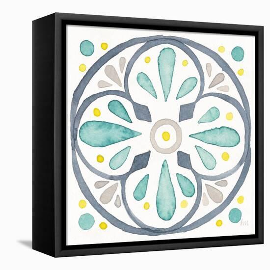 Garden Getaway Tile VI White-Laura Marshall-Framed Stretched Canvas