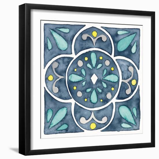 Garden Getaway Tile VII Blue-Laura Marshall-Framed Art Print