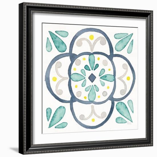 Garden Getaway Tile VII White-Laura Marshall-Framed Art Print