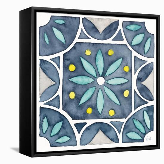Garden Getaway Tile VIII Blue-Laura Marshall-Framed Stretched Canvas