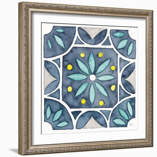 Garden Getaway Tile VIII Blue-Laura Marshall-Framed Art Print
