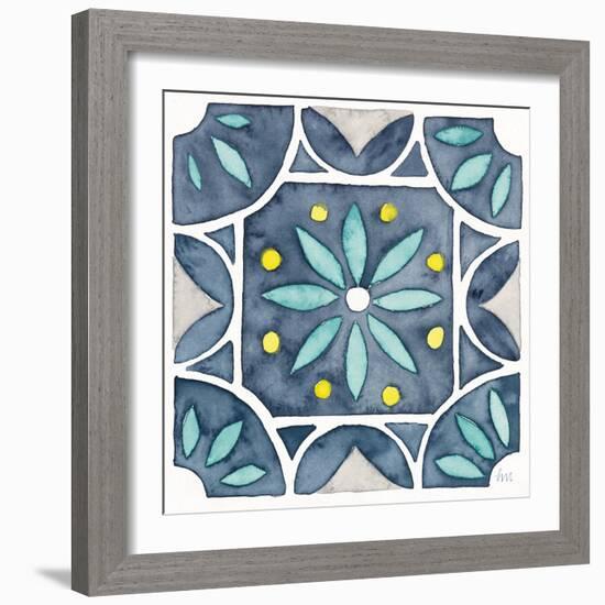 Garden Getaway Tile VIII Blue-Laura Marshall-Framed Art Print