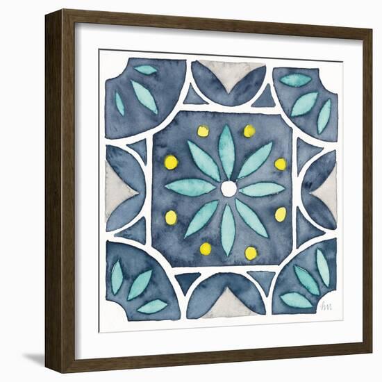 Garden Getaway Tile VIII Blue-Laura Marshall-Framed Art Print