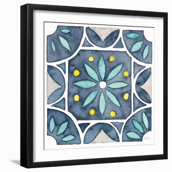 Garden Getaway Tile VIII Blue-Laura Marshall-Framed Art Print