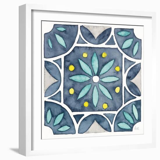 Garden Getaway Tile VIII Blue-Laura Marshall-Framed Art Print