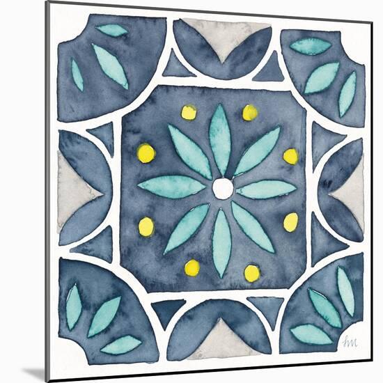 Garden Getaway Tile VIII Blue-Laura Marshall-Mounted Art Print