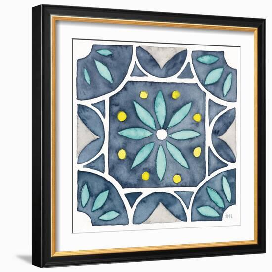 Garden Getaway Tile VIII Blue-Laura Marshall-Framed Art Print