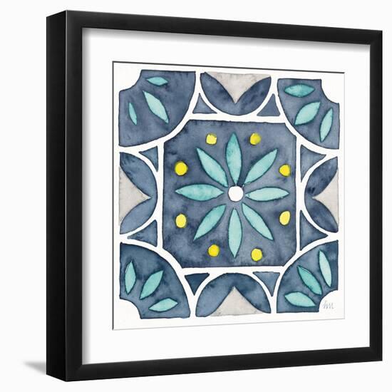 Garden Getaway Tile VIII Blue-Laura Marshall-Framed Art Print