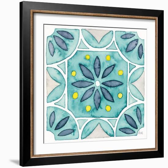 Garden Getaway Tile VIII Teal-Laura Marshall-Framed Art Print