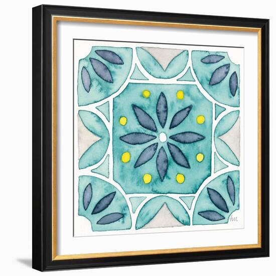 Garden Getaway Tile VIII Teal-Laura Marshall-Framed Art Print