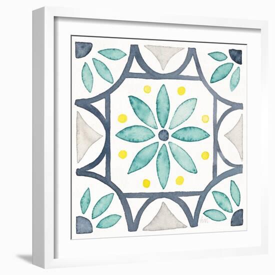 Garden Getaway Tile VIII White-Laura Marshall-Framed Art Print