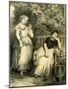 Garden Girls 19th Century Bench Flowers Hat Closed Eyes Book-null-Mounted Giclee Print