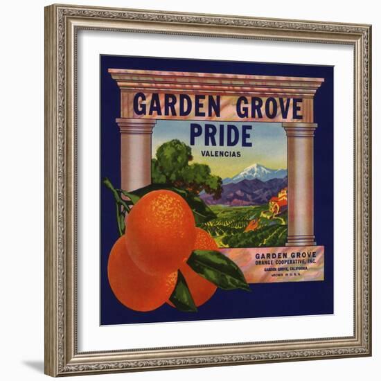 Garden Grove Pride Brand - Garden Grove, California - Citrus Crate Label-Lantern Press-Framed Art Print