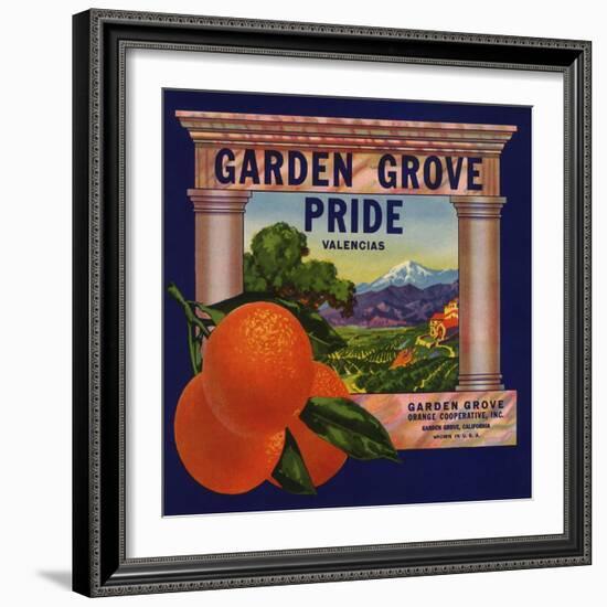 Garden Grove Pride Brand - Garden Grove, California - Citrus Crate Label-Lantern Press-Framed Art Print