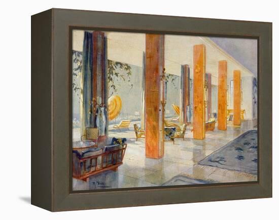 Garden Hall of a Hotel, 1929 (Colour Litho)-M. Stier-Framed Premier Image Canvas