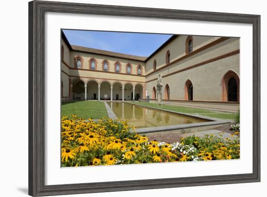 Garden in the Ducal Courtyard, Sforzesco Castle (Castello Sforzesco), Milan, Lombardy, Italy-Peter Richardson-Framed Photographic Print