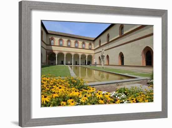 Garden in the Ducal Courtyard, Sforzesco Castle (Castello Sforzesco), Milan, Lombardy, Italy-Peter Richardson-Framed Photographic Print