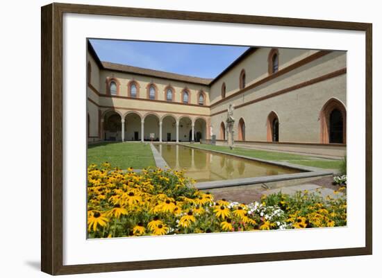 Garden in the Ducal Courtyard, Sforzesco Castle (Castello Sforzesco), Milan, Lombardy, Italy-Peter Richardson-Framed Photographic Print