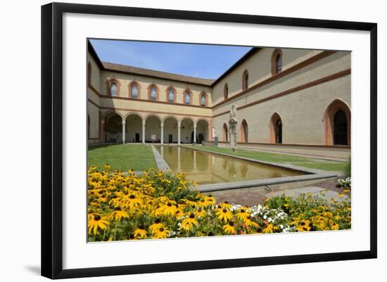 Garden in the Ducal Courtyard, Sforzesco Castle (Castello Sforzesco), Milan, Lombardy, Italy-Peter Richardson-Framed Photographic Print