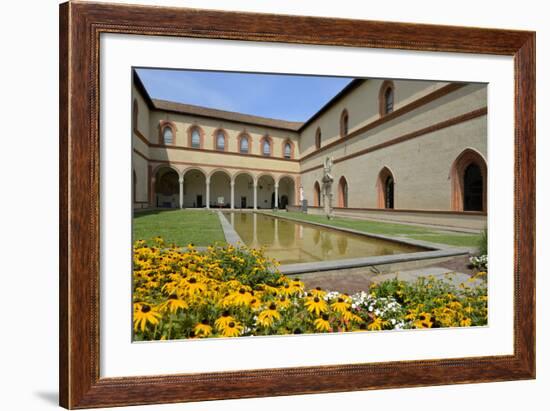 Garden in the Ducal Courtyard, Sforzesco Castle (Castello Sforzesco), Milan, Lombardy, Italy-Peter Richardson-Framed Photographic Print