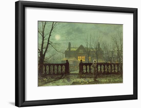 Garden in the Evening with View of an Illuminated House-John Atkinson Grimshaw-Framed Giclee Print