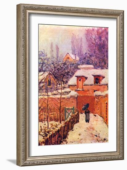 Garden in the Snow-Alfred Sisley-Framed Art Print