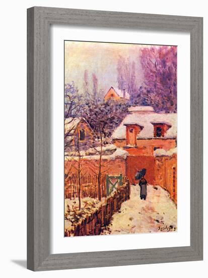 Garden in the Snow-Alfred Sisley-Framed Art Print