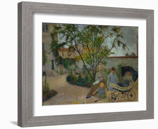 Garden in Vaugirard, or the Painter's Family in the Garden in Rue Carcel, 1881-Paul Gauguin-Framed Giclee Print