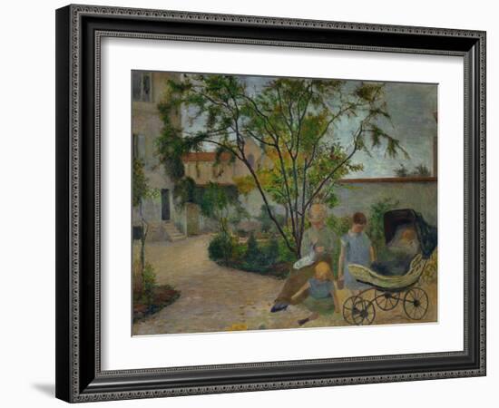 Garden in Vaugirard, or the Painter's Family in the Garden in Rue Carcel, 1881-Paul Gauguin-Framed Giclee Print