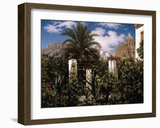 Garden of an Inn, Capri, C.1859 (Oil on Canvas)-Frederic Leighton-Framed Giclee Print