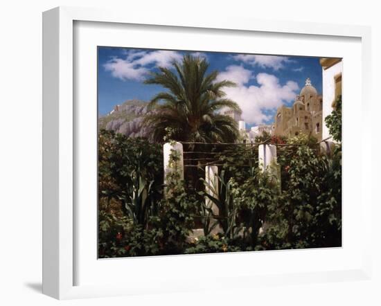 Garden of an Inn, Capri, C.1859 (Oil on Canvas)-Frederic Leighton-Framed Giclee Print