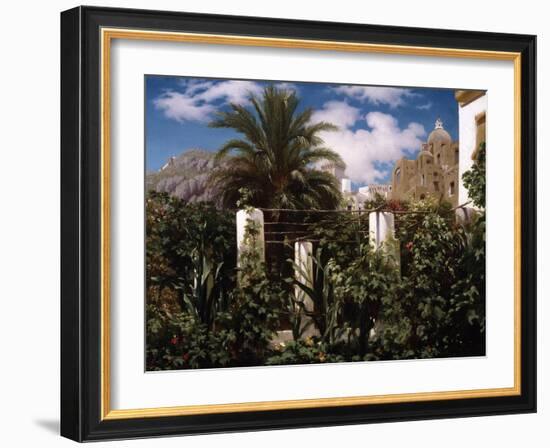 Garden of an Inn, Capri, C.1859 (Oil on Canvas)-Frederic Leighton-Framed Giclee Print