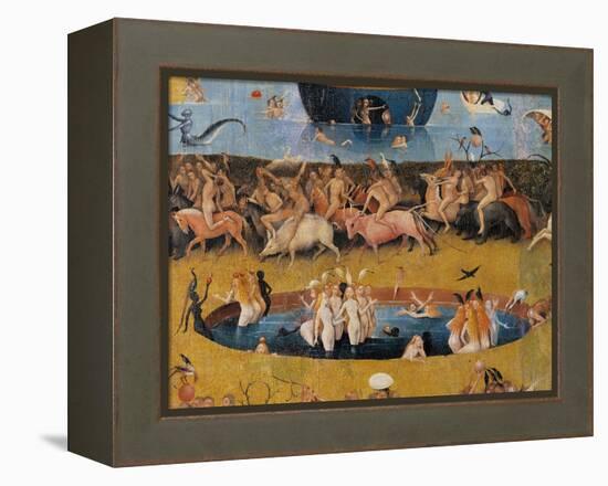 Garden of Earthly Delights,(Martyrs & Angels) by Hieronymus Bosch, c. 1503-04. Prado. Detail.-Hieronymus Bosch-Framed Stretched Canvas