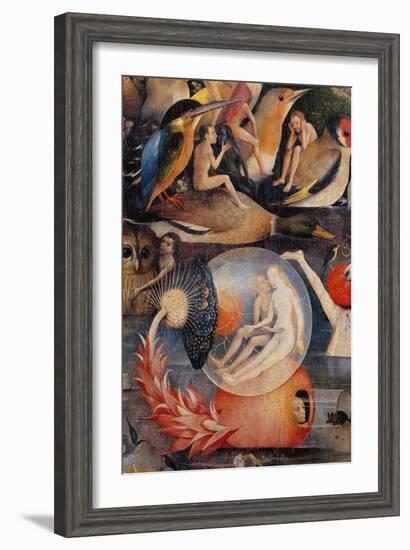 Garden of Earthly Delights,(Martyrs & Angels) by Hieronymus Bosch, c. 1503-04. Prado. Detail.-Hieronymus Bosch-Framed Art Print