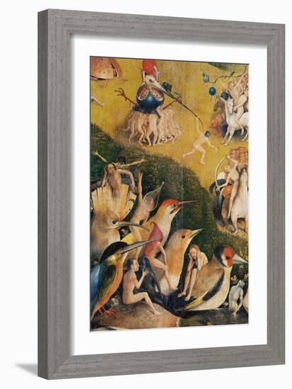 Garden of Earthly Delights,(Martyrs & Angels) by Hieronymus Bosch, c. 1503-04. Prado. Detail.-Hieronymus Bosch-Framed Art Print