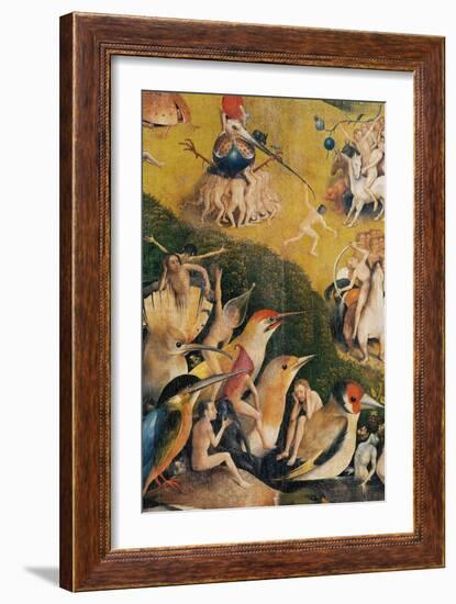 Garden of Earthly Delights,(Martyrs & Angels) by Hieronymus Bosch, c. 1503-04. Prado. Detail.-Hieronymus Bosch-Framed Art Print