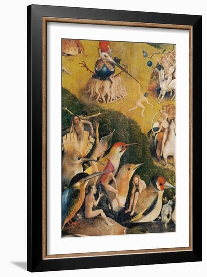 Garden of Earthly Delights,(Martyrs & Angels) by Hieronymus Bosch, c. 1503-04. Prado. Detail.-Hieronymus Bosch-Framed Art Print