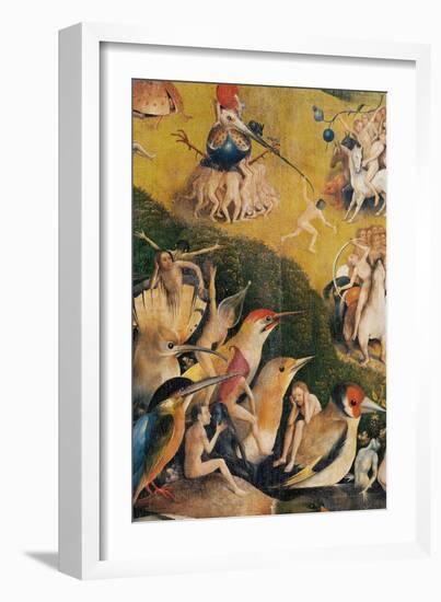 Garden of Earthly Delights,(Martyrs & Angels) by Hieronymus Bosch, c. 1503-04. Prado. Detail.-Hieronymus Bosch-Framed Art Print