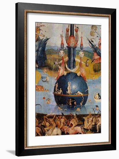 Garden of Earthly Delights,(Martyrs & Angels) by Hieronymus Bosch, c. 1503-04. Prado. Detail.-Hieronymus Bosch-Framed Art Print