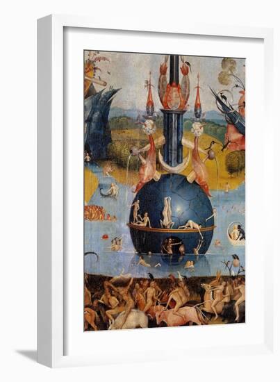 Garden of Earthly Delights,(Martyrs & Angels) by Hieronymus Bosch, c. 1503-04. Prado. Detail.-Hieronymus Bosch-Framed Art Print