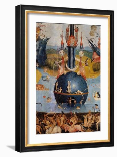Garden of Earthly Delights,(Martyrs & Angels) by Hieronymus Bosch, c. 1503-04. Prado. Detail.-Hieronymus Bosch-Framed Art Print