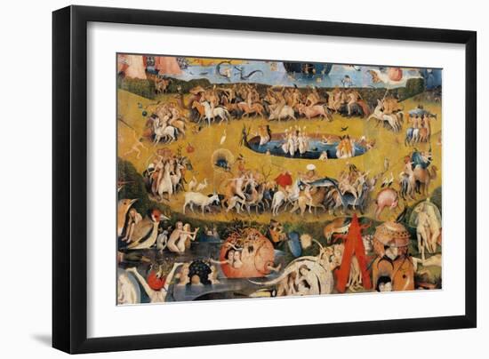 Garden of Earthly Delights,(Martyrs & Angels) by Hieronymus Bosch, c. 1503-04. Prado. Detail.-Hieronymus Bosch-Framed Art Print