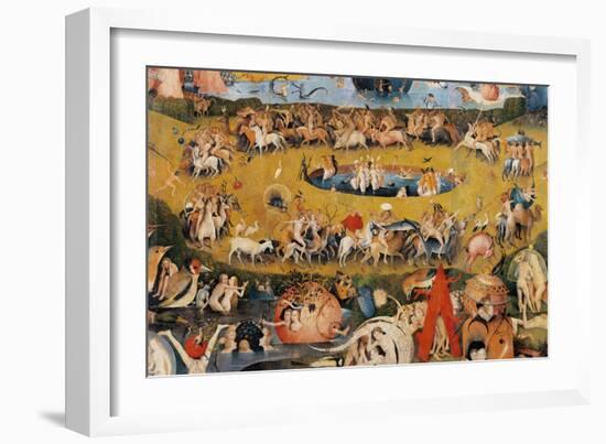 Garden of Earthly Delights,(Martyrs & Angels) by Hieronymus Bosch, c. 1503-04. Prado. Detail.-Hieronymus Bosch-Framed Art Print