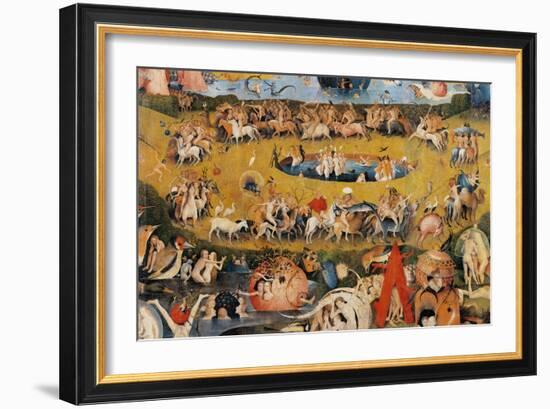 Garden of Earthly Delights,(Martyrs & Angels) by Hieronymus Bosch, c. 1503-04. Prado. Detail.-Hieronymus Bosch-Framed Art Print